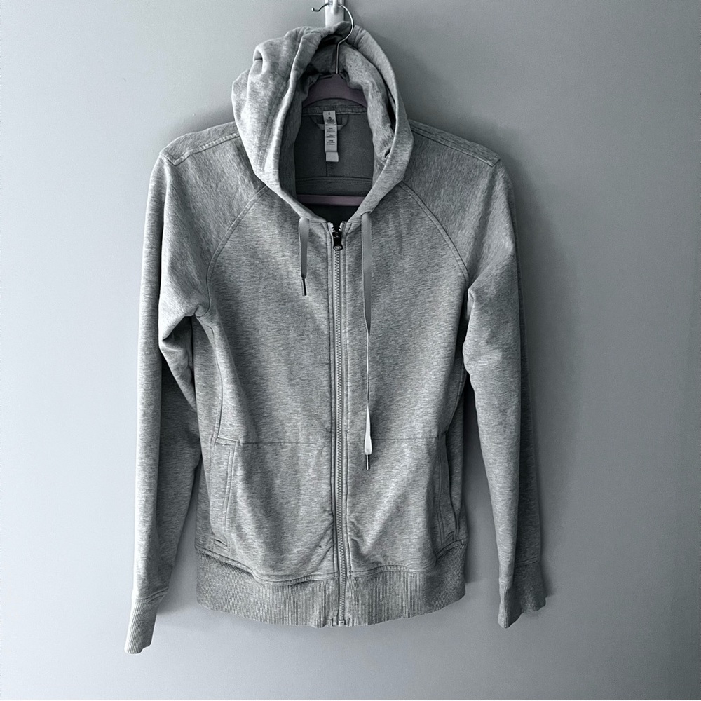 Lululemon Split Hoodie Jacket Heathered Light Grey Women’s Size 6 - Picture 2 of 9